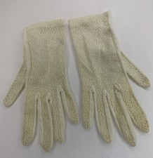 Vintage Lace-Like Ivory Colored Ladies Gloves Formal Gloves Church Dress Gloves