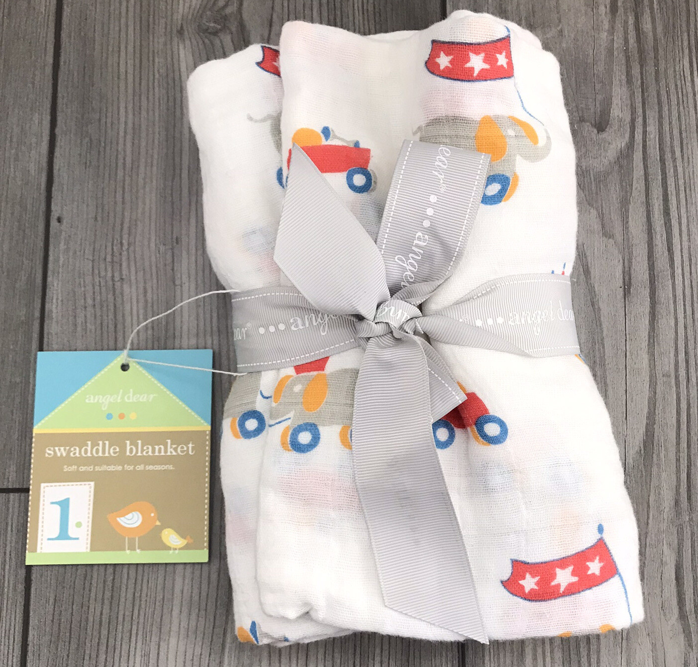 ANGEL DEAR Elephant Bamboo Receiving Swaddle Baby Crib Blanket Lovey