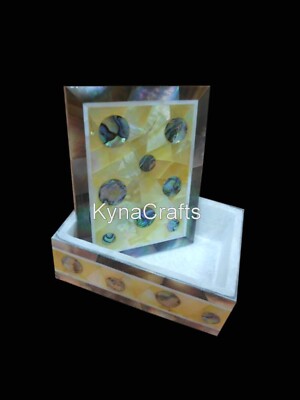 Semi Precious Edelstein Schmuckkästchen Mit Overlay Arbeit Marmor Farbe Box
