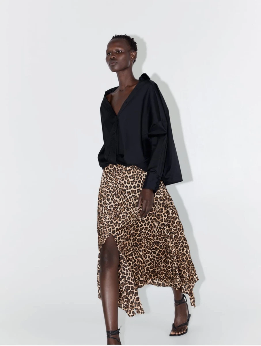 Leopard print pleated skirt clearance zara