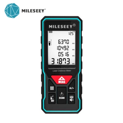 Mileseey 60M Rechargeable Digital Laser Distance Meter with Backlit LCD M/in/Ft