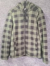 Giacca in flanella con fodera in pelliccia sintetica taglia small uomo verde a quadri zip intera