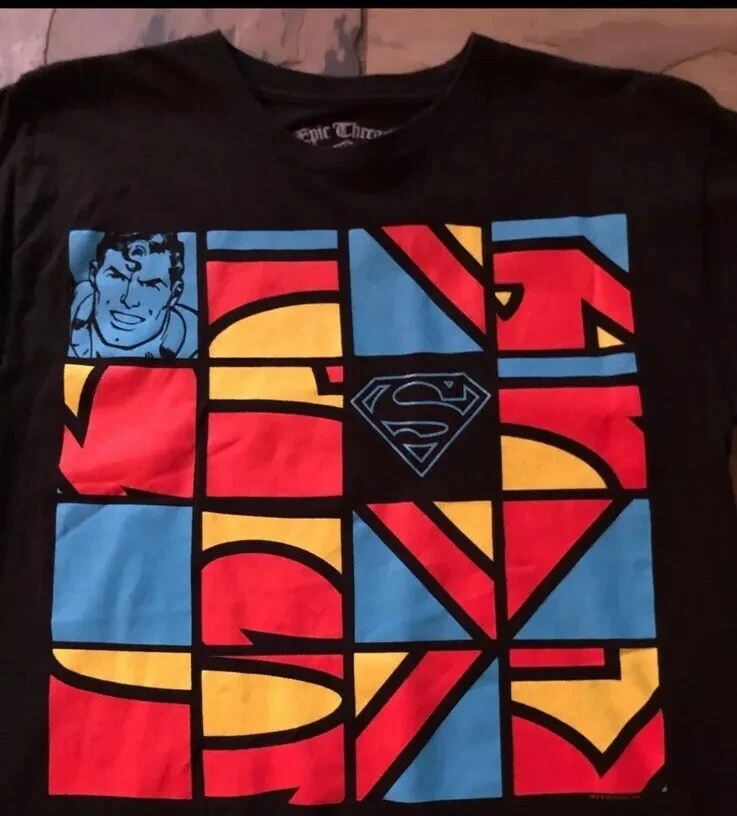 Camiseta mediana Epic Threads Superman negra S/slv para niños usada 1 X Foto 2 de 3