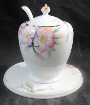 Noritake Azalea Group of Tea Tile and Jam or Jelly Jar with Ladle