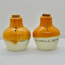 Vintage Nashville Souvenir Salt and Pepper Shakers with corks Ceramic
