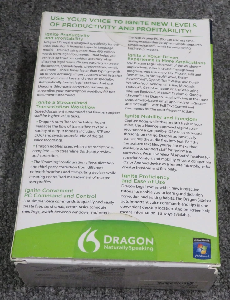 Nuance Dragon NaturallySpeaking Legal Student/Techer Version v12 PC EDUCATIONAL - Image 2 of 3
