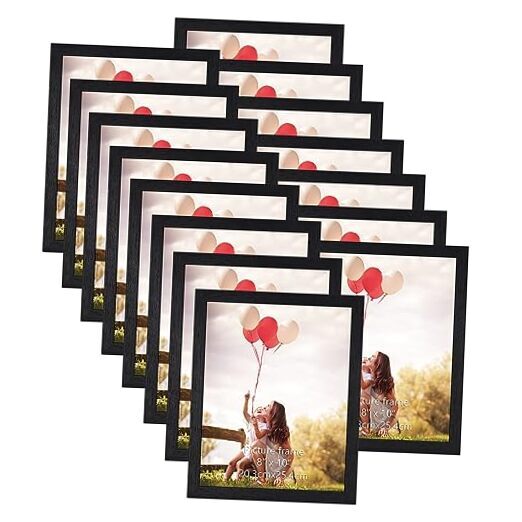 Picture Frame Set of 15 Picture Frames Display 8 by 10 Photo for 8x10 Black