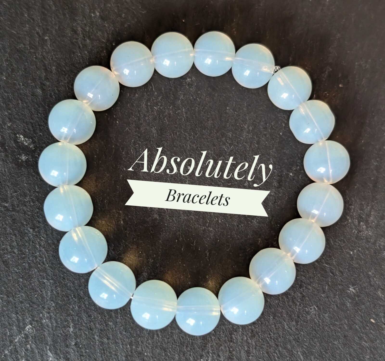 Weißer Opalit Mondstein Stretch Armband Elastisch Edelstein Perlen Armreif 10 mm