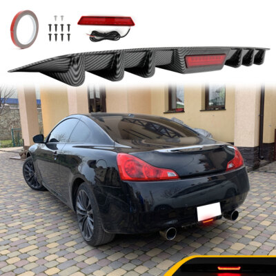 For Infiniti G37 S Coupe Carbon Fiber Rear Bumper Diffuser LED Brake Light