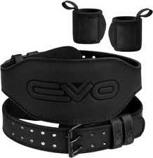 EVO LEATHER 6" Weight Lifting Belt Gym Training Power bodybuilding Back Support