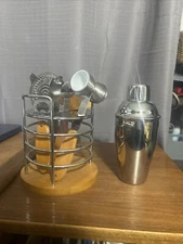 7Pcs/Set Cocktail Shaker With Wood Stand Bartender Kit Bar Tools Shakers