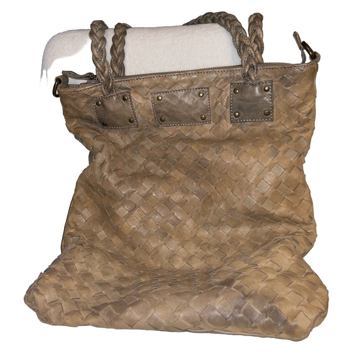 Langellotti Vintage Italian Braided Leather Shoulder Bag | eBay display picture 2