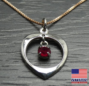 Authentic Sterling Silver Red Open Heart Love Pendant Rose Gold Plated Box Necklace 18 in