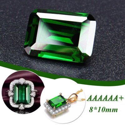 Jewel Mined Green Loose Gemstone 8x10mm Emerald Colombia Emerald Cut AAAAAA+