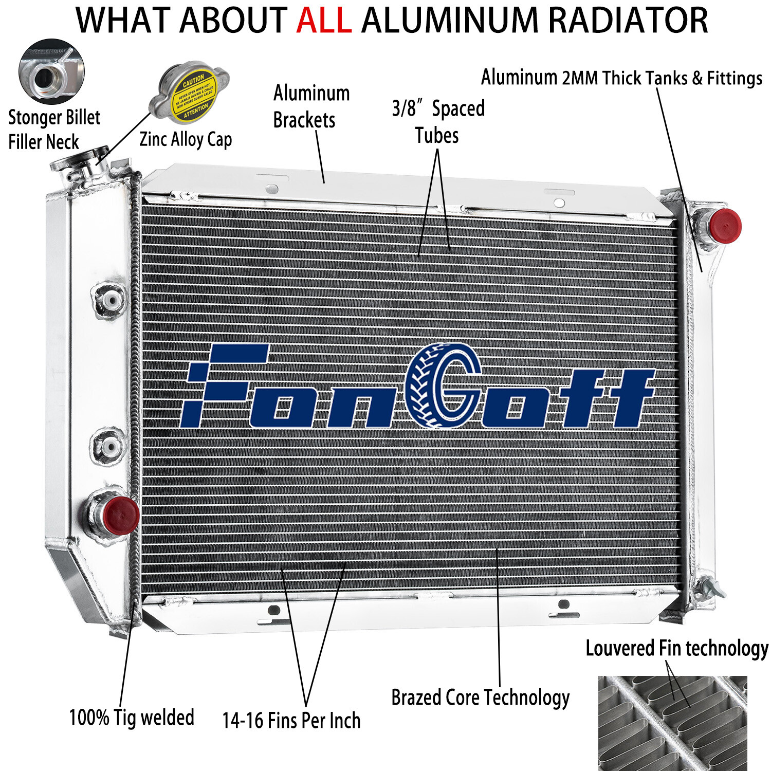 3 Row Aluminum Radiator For  71~1973 Ford Mustang Fairlane Torino LTD Cougar V8