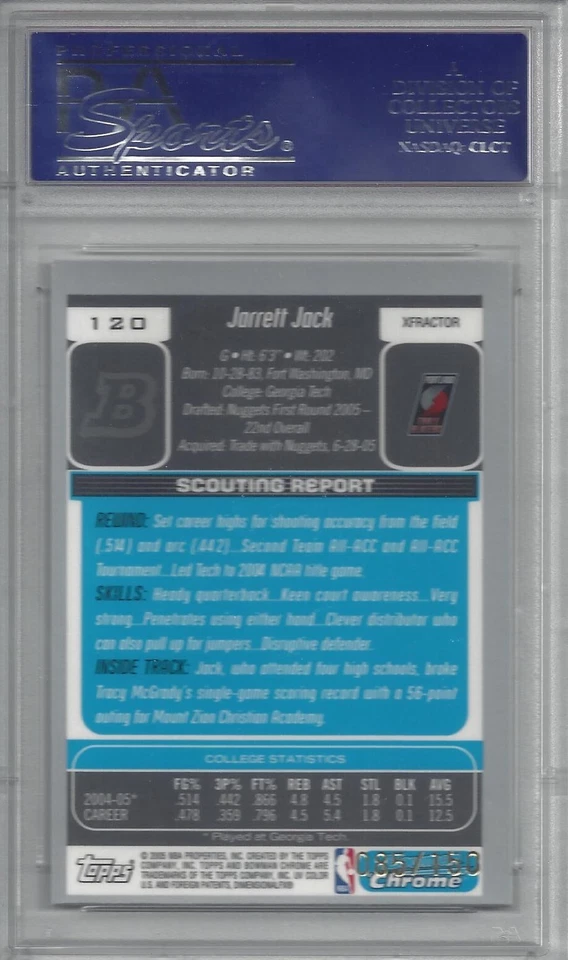 Bowman DP & Prospects Jarrett Jack 2005 cromo X-Fractor RC #120 como nuevo PSA 9 (OC) Foto 2 de 2