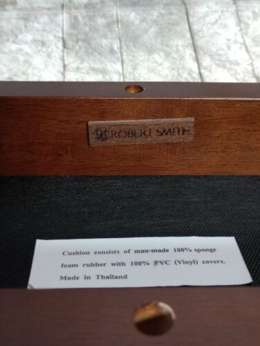 Robert Smith Wooden Footstool W/ Padded Cushion 100% PVC Vinyl Brown & Burgundy - Picture 10 of 11