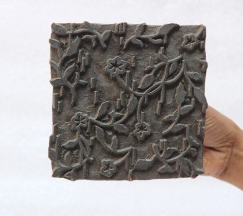 Original Old Hand Carved Wooden Textile Printing Block