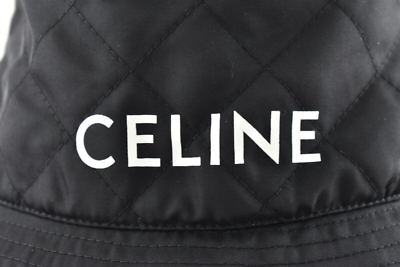 Celine Paris Black Quilted White Logo Nylon Twill Orange Sun  display picture 3