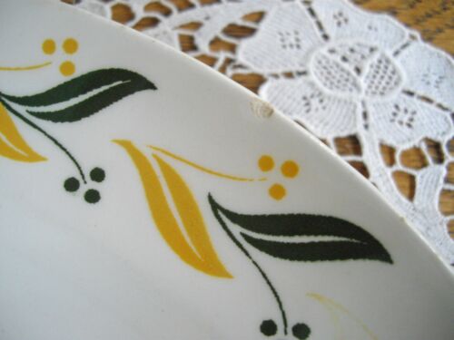 Plato vintage Homer Laughlin blanco verde y amarillo hoja 11 3/4" ~ E65N6 ~ - Imagen 3 de 7