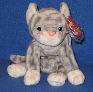 Silver Tabby Cat 5th Gen 1999 Retired Ty Beanie Baby Collectible Gifts Mint