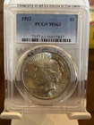 PCGS 1922 Peace Silver Dollar $1 Silver Philadelphia Business Strike MS63
