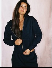 Skatie Black Embroidered Sweat set zip up hoodie  rocky sweatpants size XS