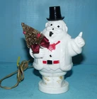Vtg~ Harret Gilmar~7" Sno-Man SANTA BANK w TOP HAT~ Hard Plastic~Lite Works