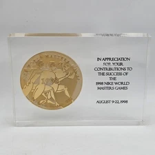 Rare Vintage 1998 Nike World Masters Games Commemorative Medallion Award Epoxy
