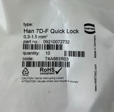 Harting Han 7D-F Quick Lock 09210072732 Female Insert 7+PE 10A 250V New 10x