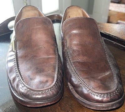 Bally Andros Brown Soft Glove Leather Slip On Venetian Loafers Dress Shoes 9D US
