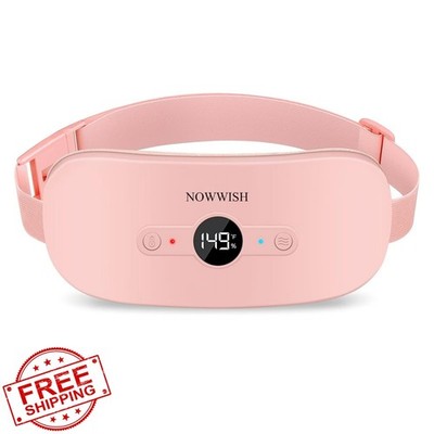 NOWWISH Pink Rechargeable Heating Pad for Period Cramps 6 Heat/Massage Modes