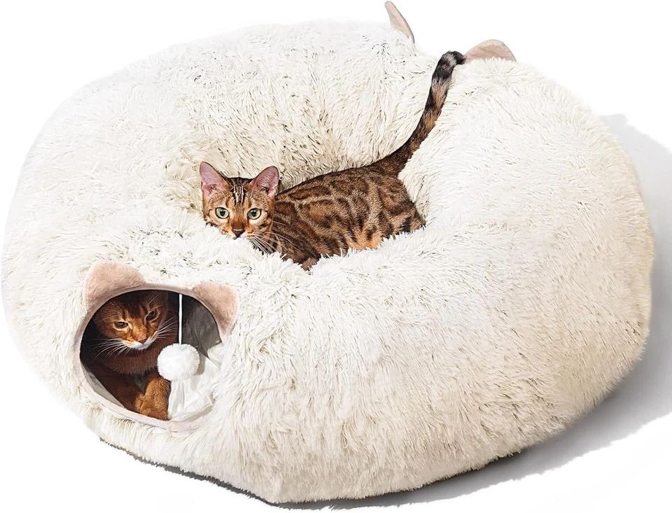 Cat Tunnel with Bed Plush Indoor Cat Playground Toy for Kittens - Image 3 of 4