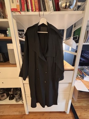 Massimo Dutti Black Sheer Lightweight Trench Coat Duster Jacket Approx L