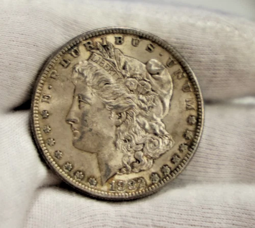 1882 S US Morgan Silver Dollar AU+