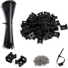 120 Set Black Cable Zip Tie Mounts Kit,Wire Cable Clips Organizer Holders Clamps