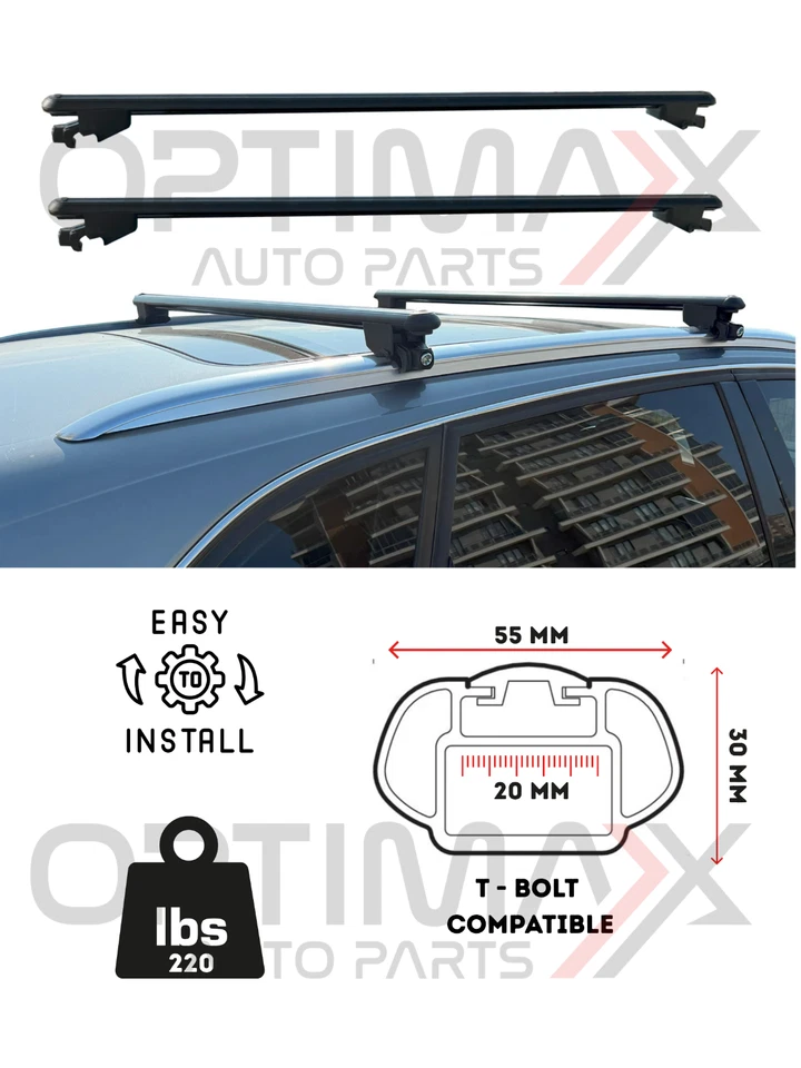 Fits Ford Edge SUV 2015 Onwards | Roof Rack Cross Bars | Black Aluminum Foto 3 de 4