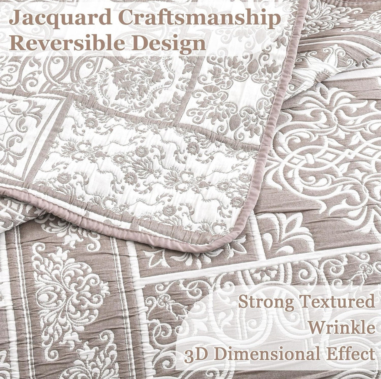 3 Piece Brown Patchwork Bedspread Sets King Size