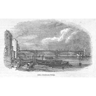 SOUTHWARK BRIDGE London - Antique Print 1845