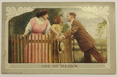 Antique 1909 Romance RPPC Postcard ~Love Thy Neighbor. P121