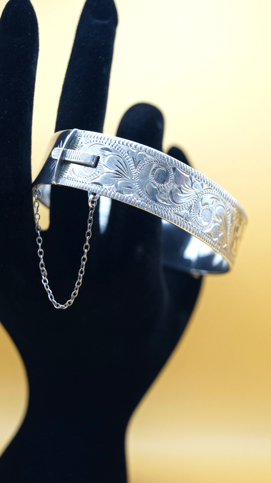 Solid Sterling Silver Bangle Bracelet Vintage RPH… - image 2