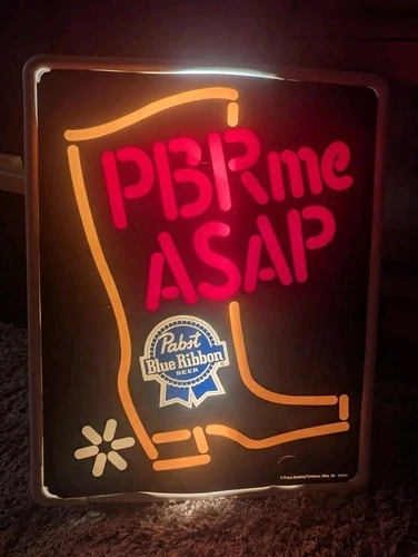 Pabst Blue Ribbon PBR ME ASAP COWBOY BOOT Beer Lamp Faux Neon Light Wall Sign 30