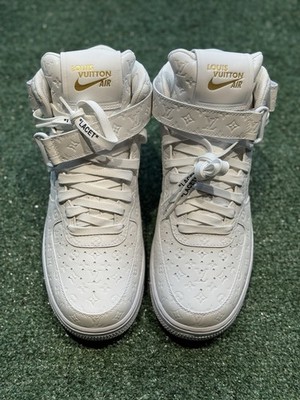 R*様 Louis Vuitton ホワイト ハイカットスニーカー Louis Vuitton Nike Air Force 1 Mid White Sz 8.5 DS Complete Virgil