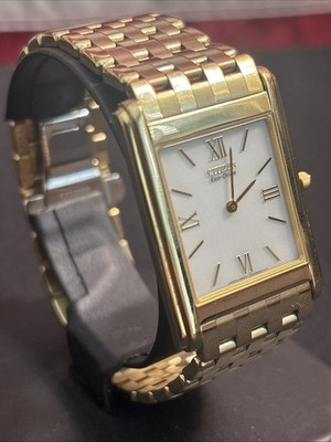 RARE Citizen Stiletto Eco-Drive G820-T001688 TA White Roman Tank Quartz