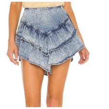 MOTHER the ruffle Mini skirt Threading the needle acid wash 24/XS
