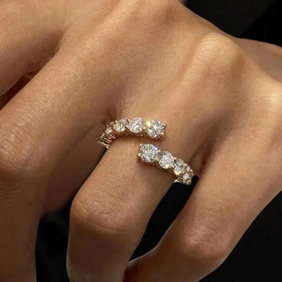 Damen Ehering 2 kt Rundschliff Moissanit 14 Karat Gelbgold vergoldet