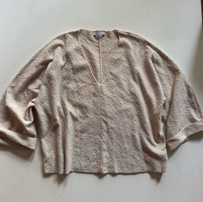 Zara Spring Summer Cream Ecru Vneck Kimono Sleeve Sweater M 6 8 10