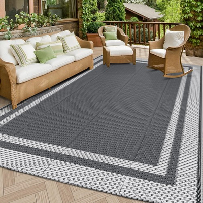 #ad Reversible Outdoor Rug Waterproof Camping Area Rug for Patio Deck RV 5#x27;x8#x27; $31.86