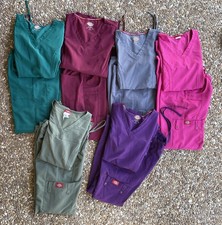 Bundle of 6 Scrub Sets- Women  s Small Tops Xs/XXS bottoms- Dickies