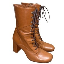 Maryam Nassir Zadeh Emmanuelle Brown Leather Lace Up Boots   Size: EU 40 US 9